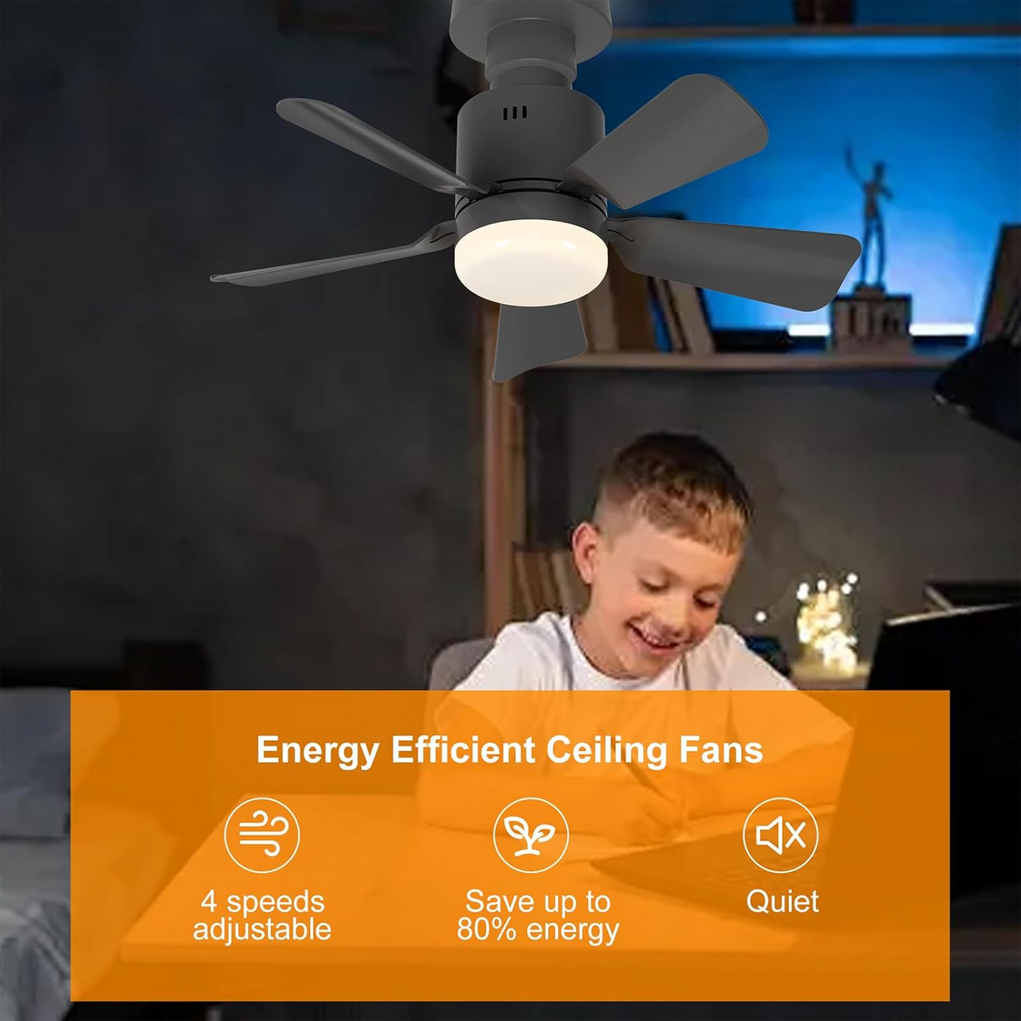 2-in-1 LED Ceiling Fan Light with Remote – Dimmable E26/E27 Socket 6-Blade Fan Lamp