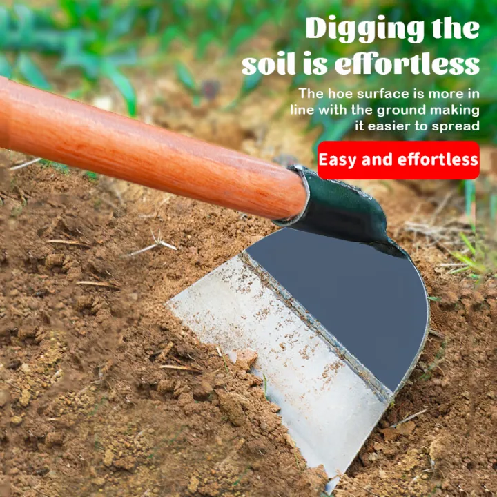 Industrial-Grade Hollow Garden Hoe – Carbon Steel Blade with Wooden Handle