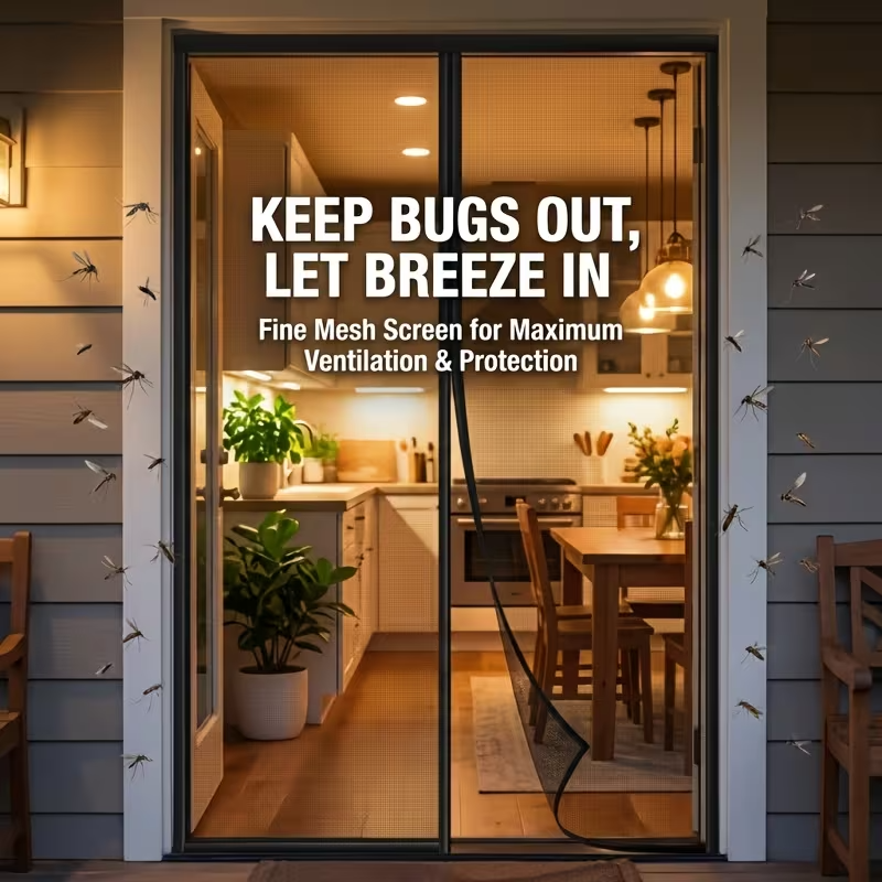 Magnetic Mesh Door Screen – Automatic Closing Anti-Mosquito Insect Screen Curtain